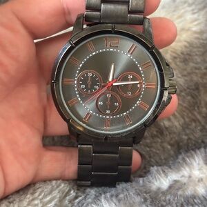 Black Chrome Watch with Rose Gold Accents